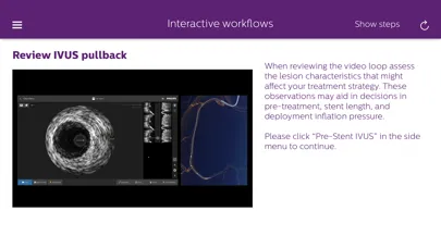 Capturas de tela do Philips Coronary IVUS Tutor