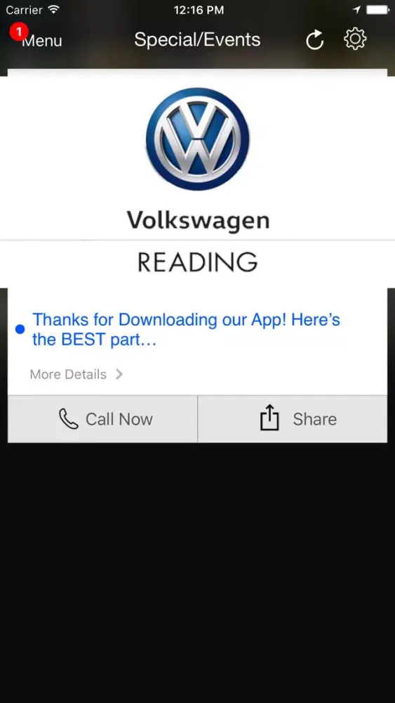 Capturas de tela do Volkswagen Reading DealerApp