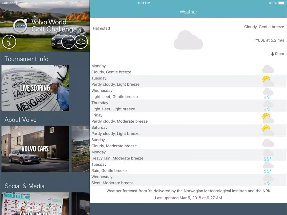 Volvo World Golf Challenge iPad  스크린샷