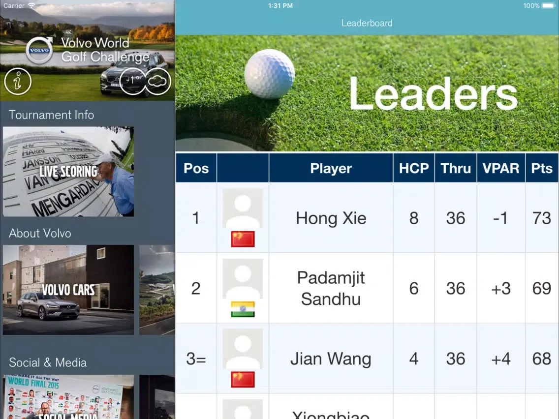Volvo World Golf Challenge iPad  스크린샷