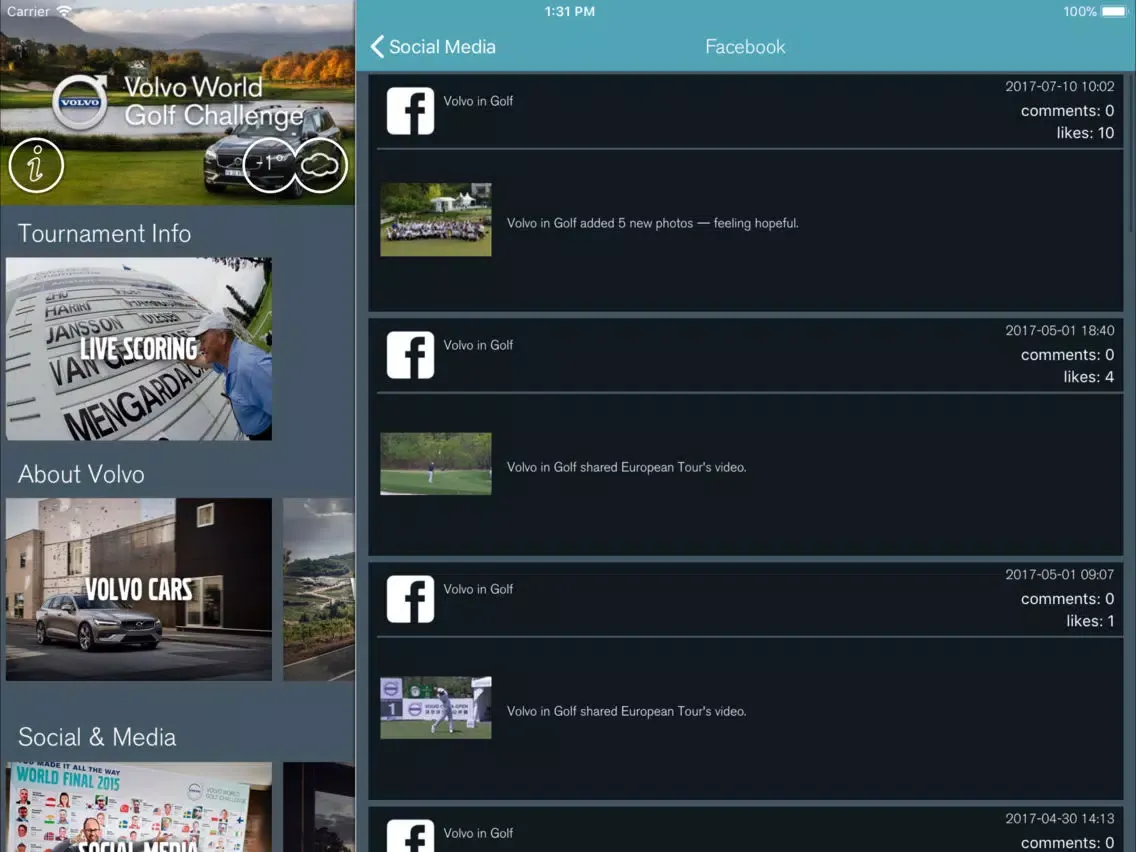 Volvo World Golf Challenge iPad  스크린샷