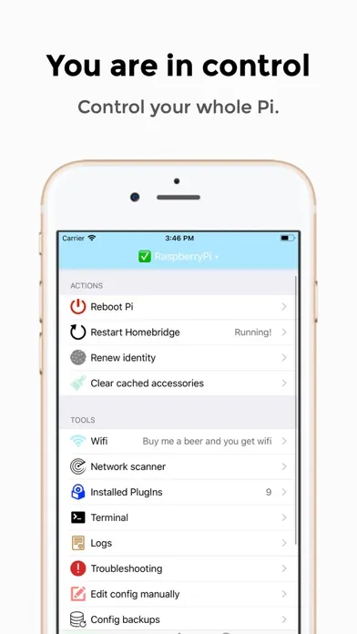 ภาพหน้าจอของ Homebridge for RaspberryPi