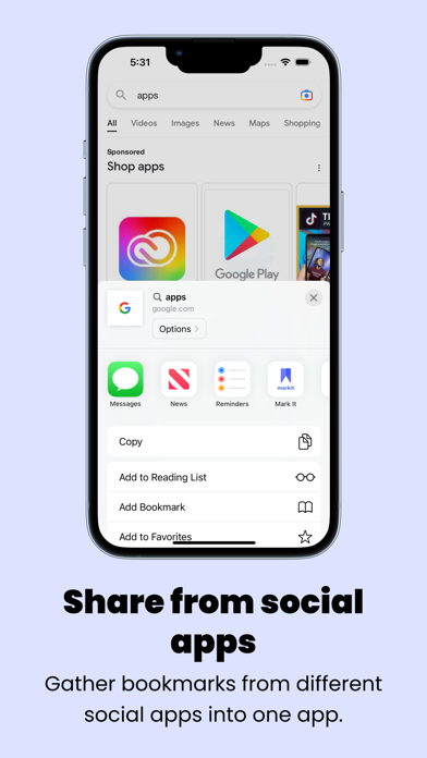 Tangkapan layar Mark it: Link & Bookmark