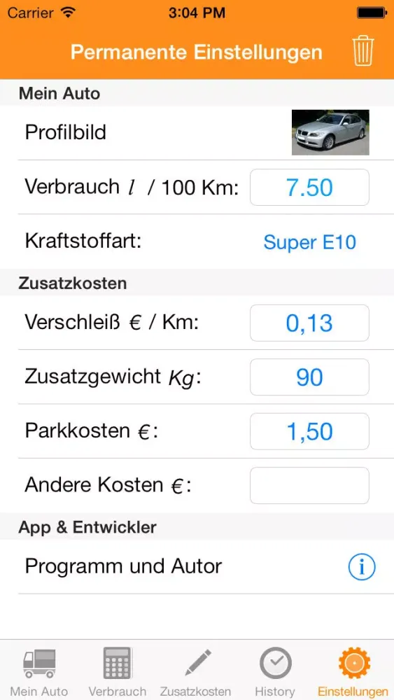 Fahrkostenrechner 스크린샷