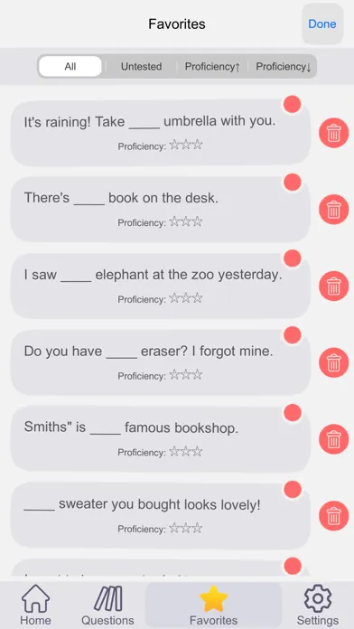 Capturas de tela do English Grammar Exercise Book
