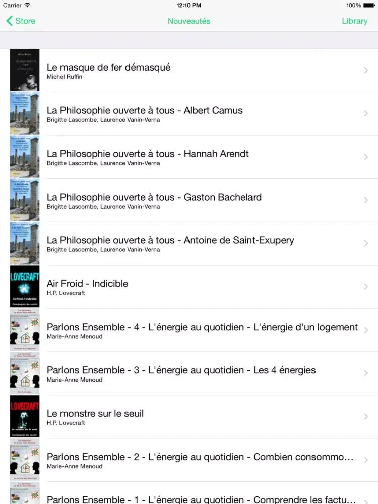 Captures d'écran de VOolume livres audio iPad 