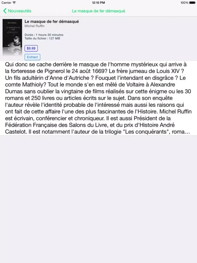 Captures d'écran de VOolume livres audio iPad 