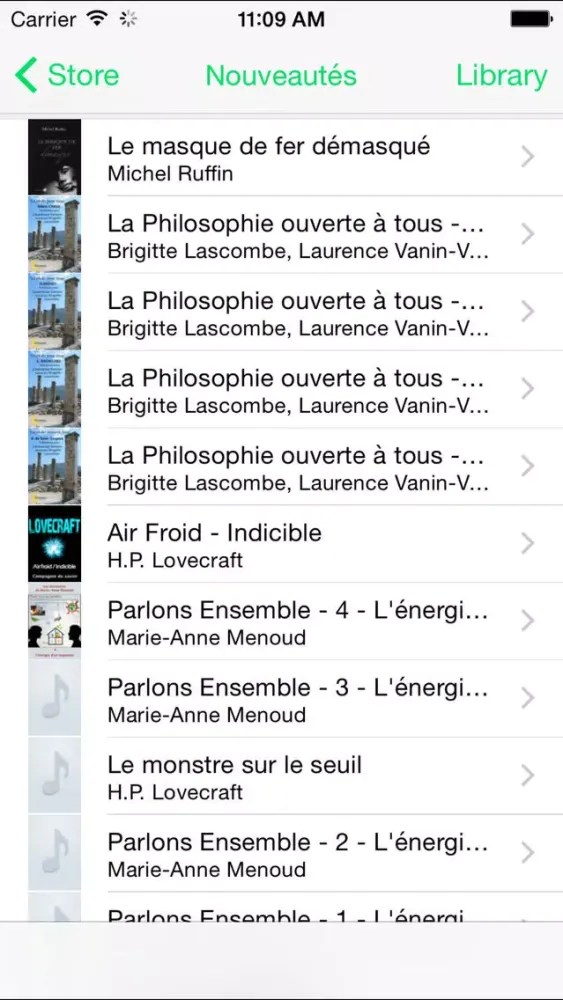 Captures d'écran de VOolume livres audio