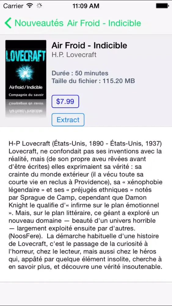 Captures d'écran de VOolume livres audio