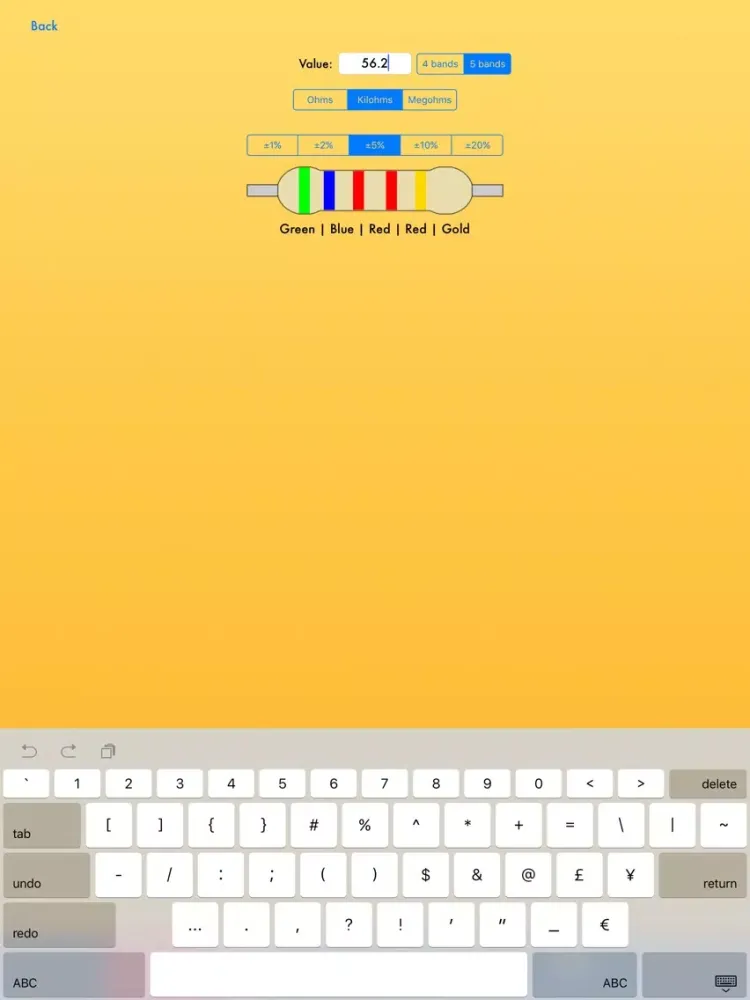 صور Resistor Color Code Calculator iPad 
