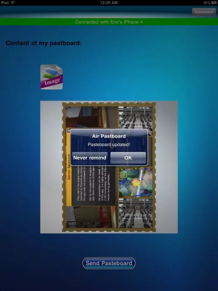 Screenshot di Air Pasteboard | Transfer pasteboard wirelessly between an Mac and an iOS device or between two iOS devices iPad 