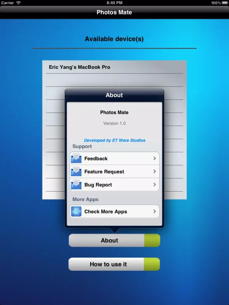 Photos Mate (Transfer photos from Mac to iOS device wirelessly) iPad  Screenshots
