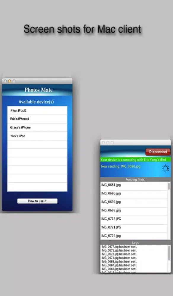 Photos Mate (Transfer photos from Mac to iOS device wirelessly) Screenshots
