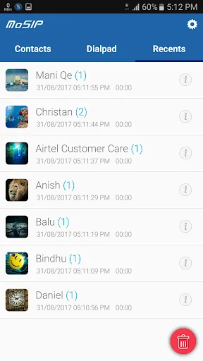 Capturas de pantalla de MoSIP Mobile Dialer