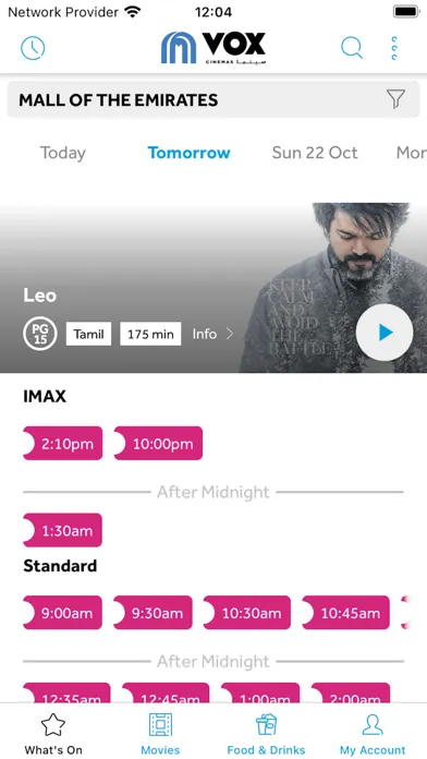 VOX Cinemas App Screenshots