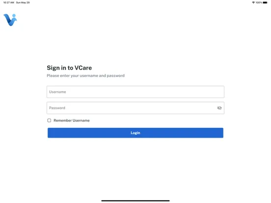 Ảnh chụp màn hình của Voxela VCare iPad 