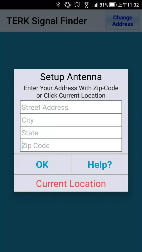 Capturas de tela do TERK Signal Finder