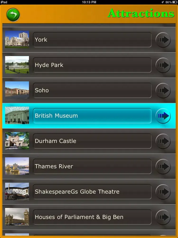 Capturas de tela do England Tourism Choice iPad 