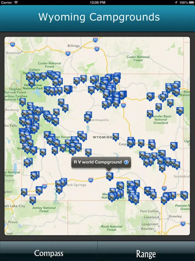 Tangkapan layar Wyoming Campgrounds iPad 