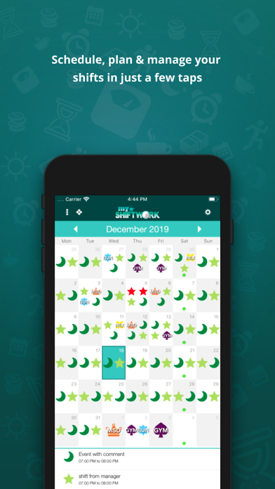Capturas de tela do myShiftWork - Roster Calendar