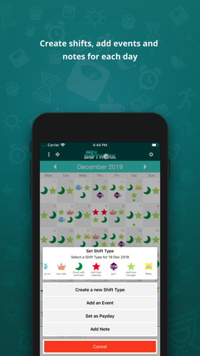 Capturas de tela do myShiftWork - Roster Calendar
