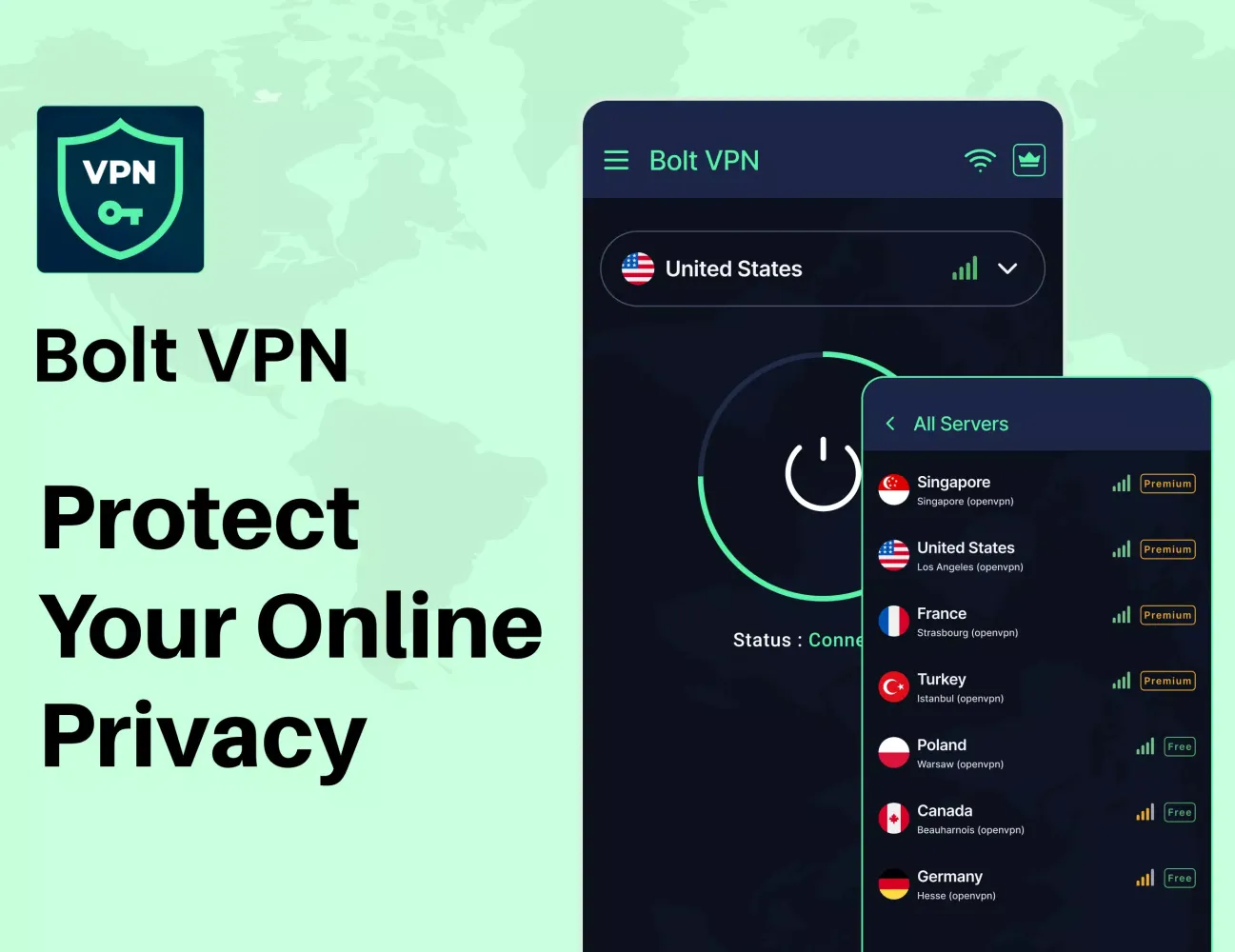 Bolt VPN Screenshots