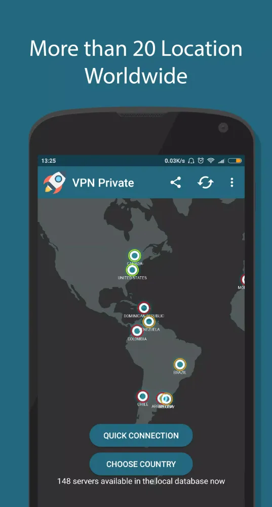 Captures d'écran de VPN Private
