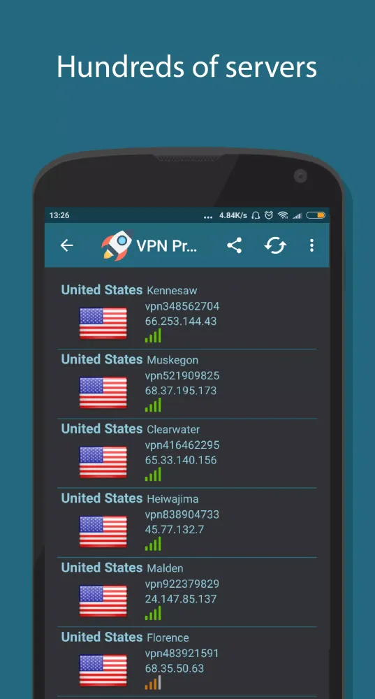 Captures d'écran de VPN Private