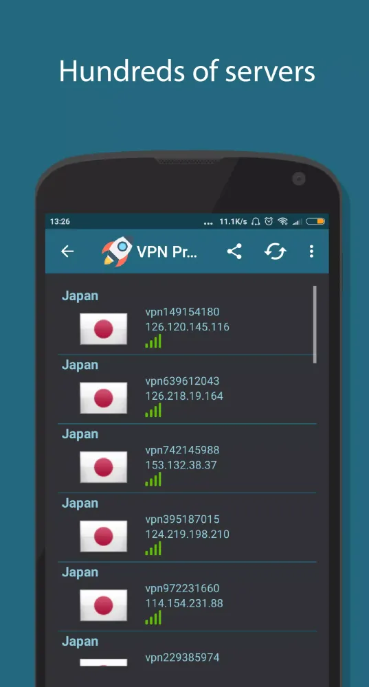 Captures d'écran de VPN Private
