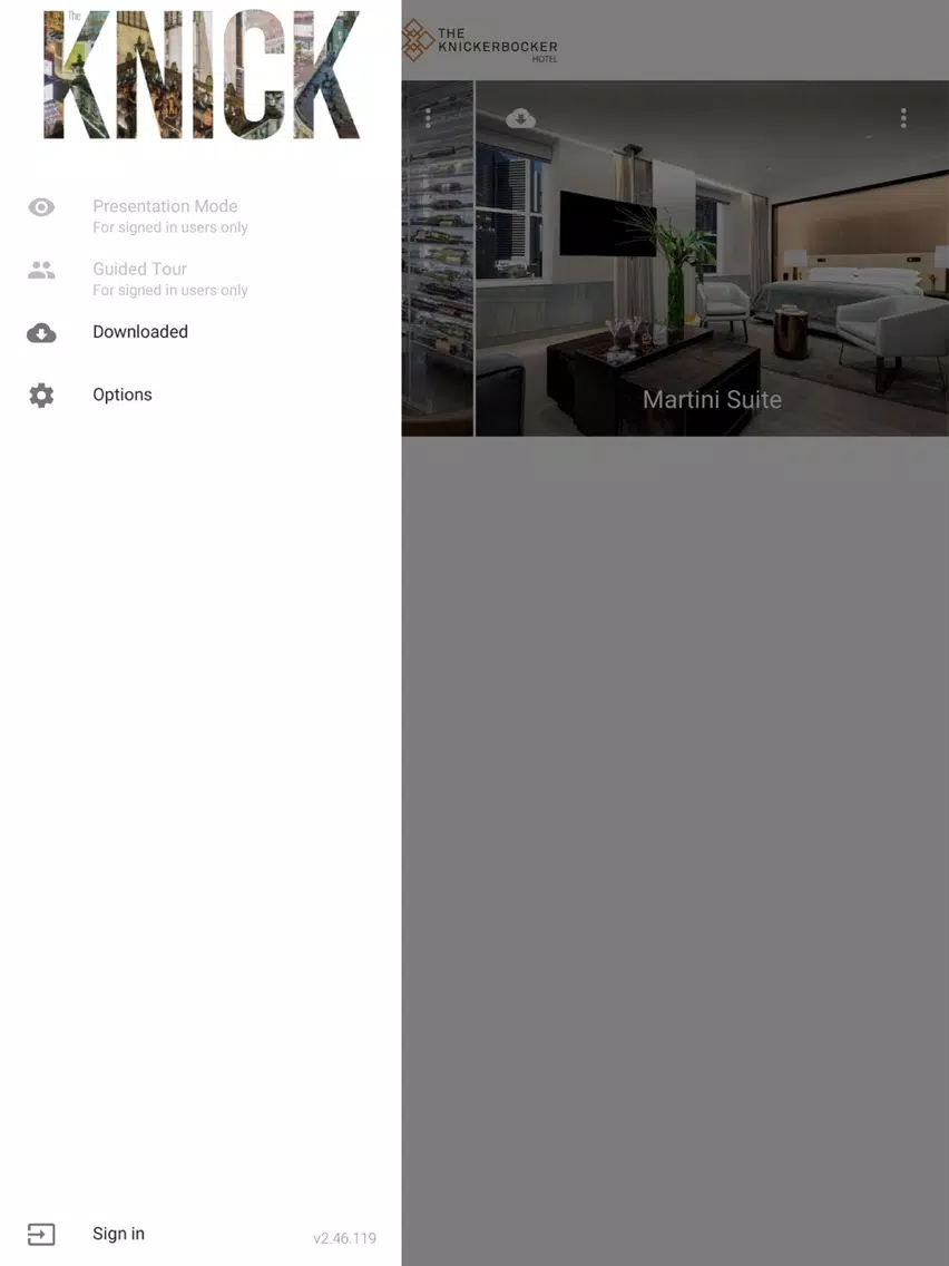 Tangkapan layar The Knickerbocker Hotel VR iPad 