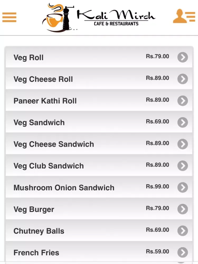 Kali Mirch Cafe and Restaurant iPad  سکرین شاٹس