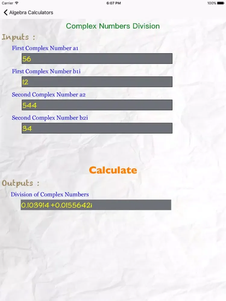 Algebra Calculators iPad  স্ক্রিনশট