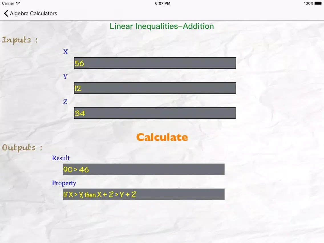 Algebra Calculators iPad  স্ক্রিনশট