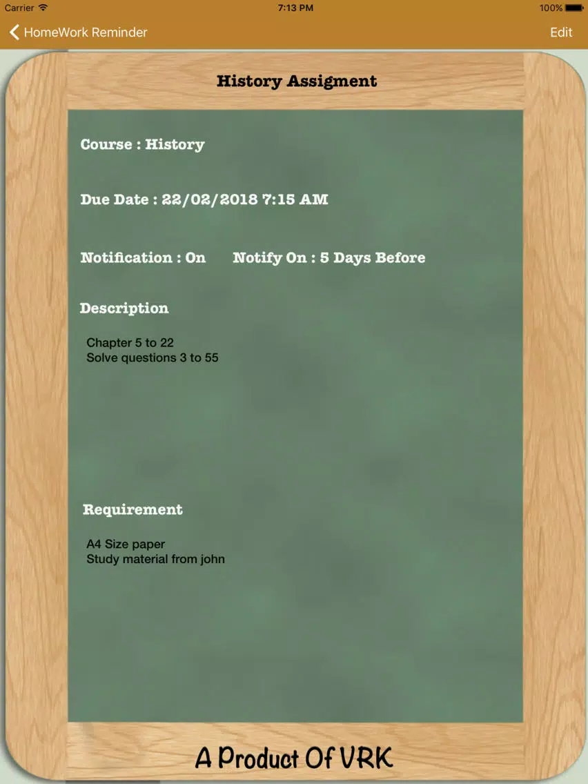 HomeWork Reminder iPad  Ekran Görüntüleri