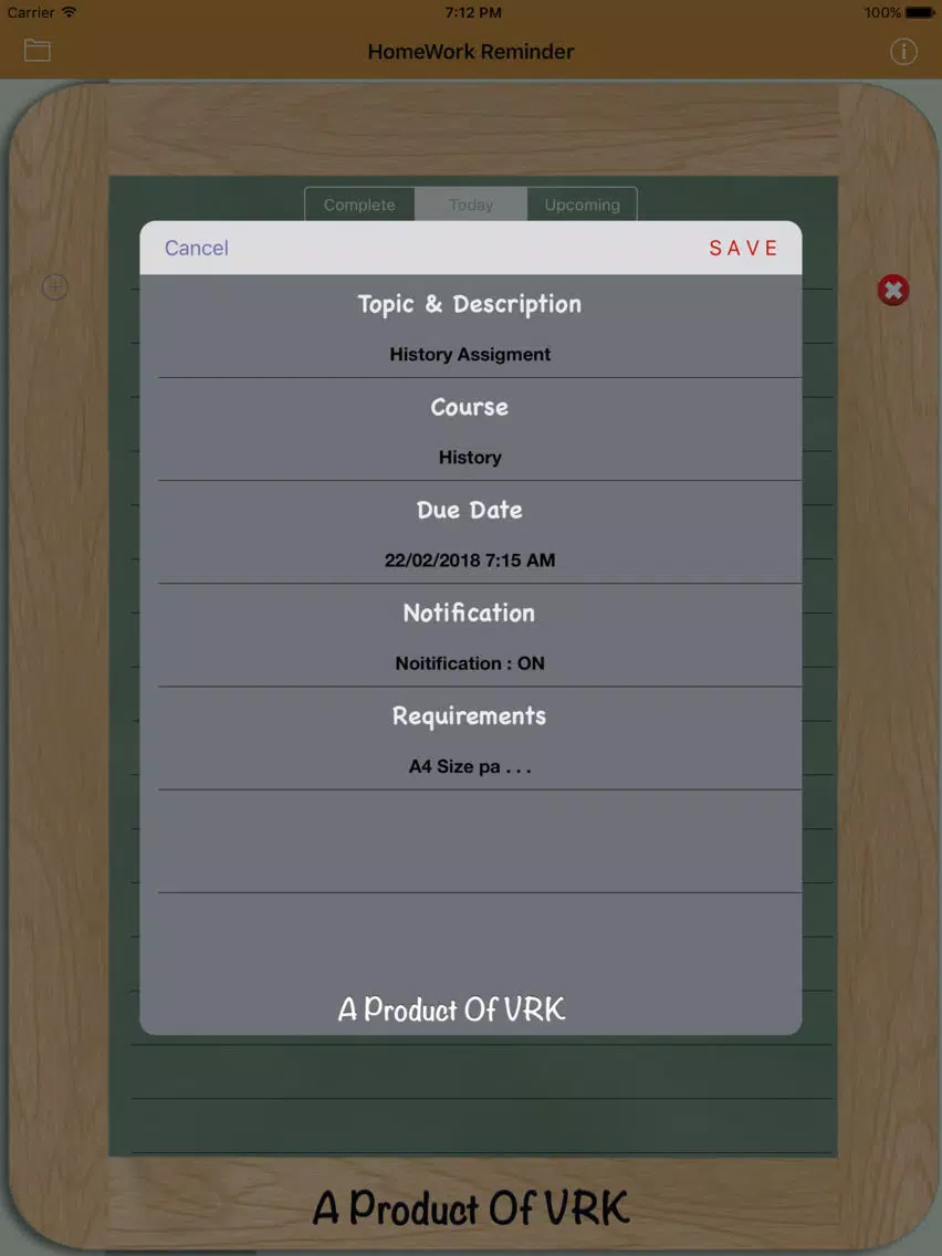 HomeWork Reminder iPad  Ekran Görüntüleri