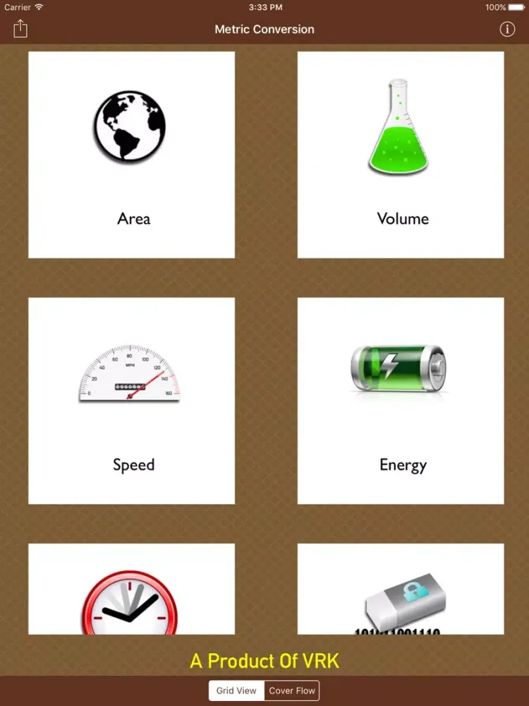 Tangkapan layar Metric Conversions iPad 