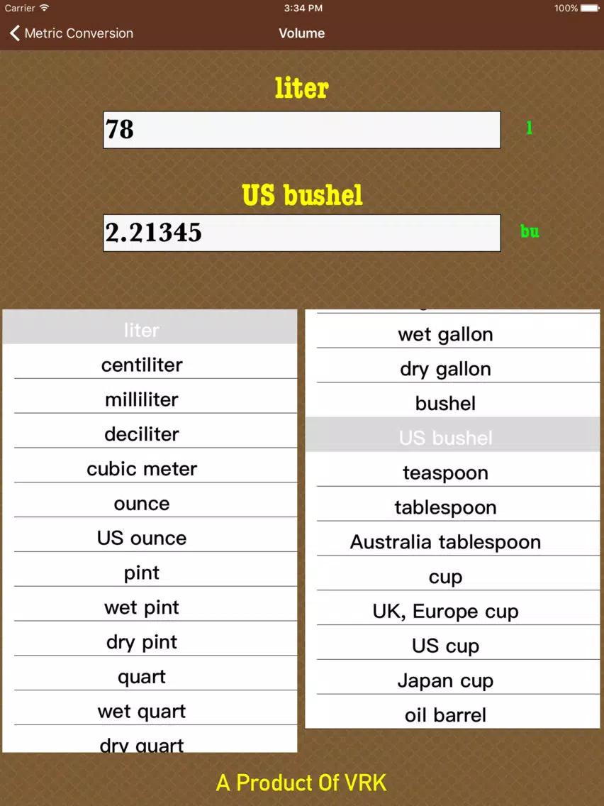 Metric Conversions iPad  Screenshots