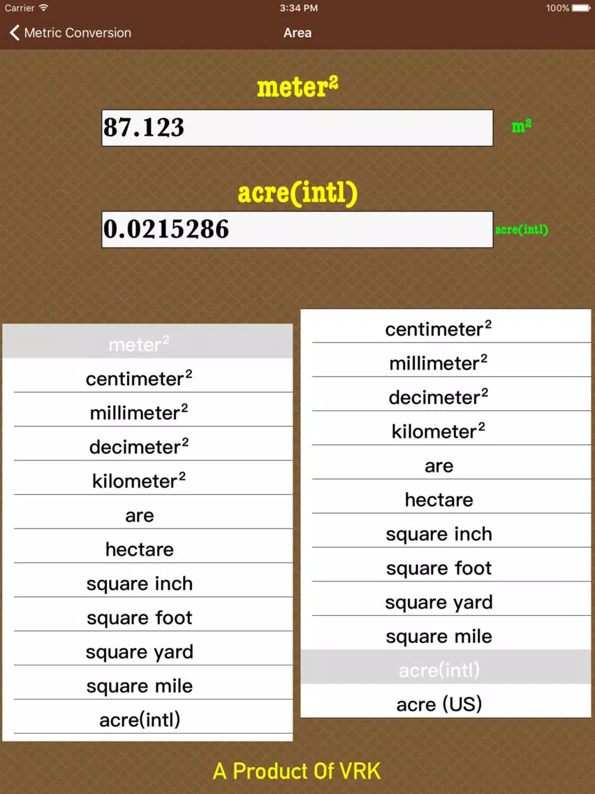 Metric Conversions iPad  Screenshots