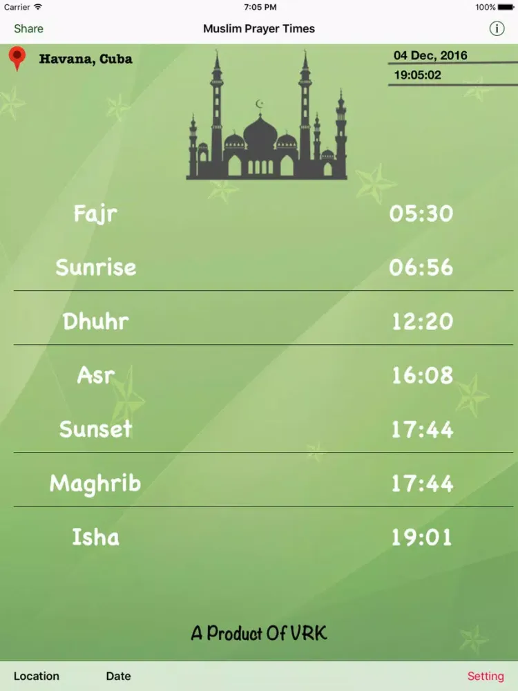 Ảnh chụp màn hình của Muslim Prayer Times iPad 