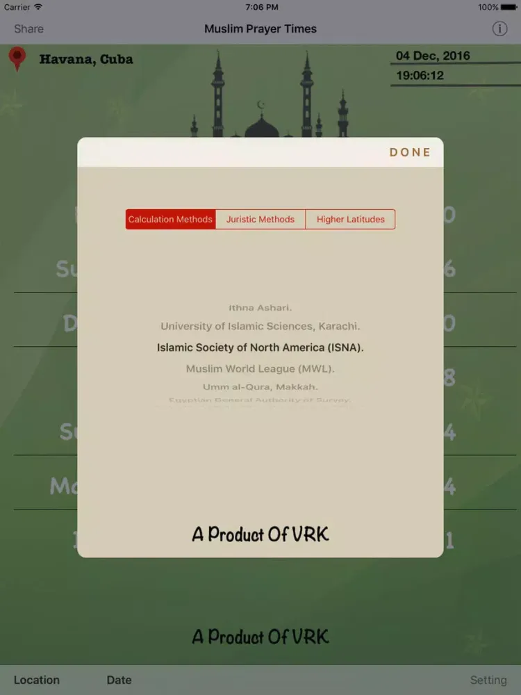 Ảnh chụp màn hình của Muslim Prayer Times iPad 