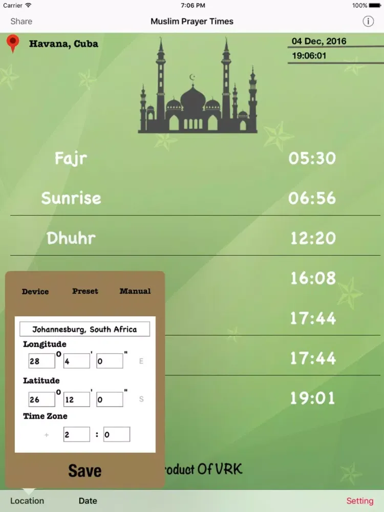 Ảnh chụp màn hình của Muslim Prayer Times iPad 