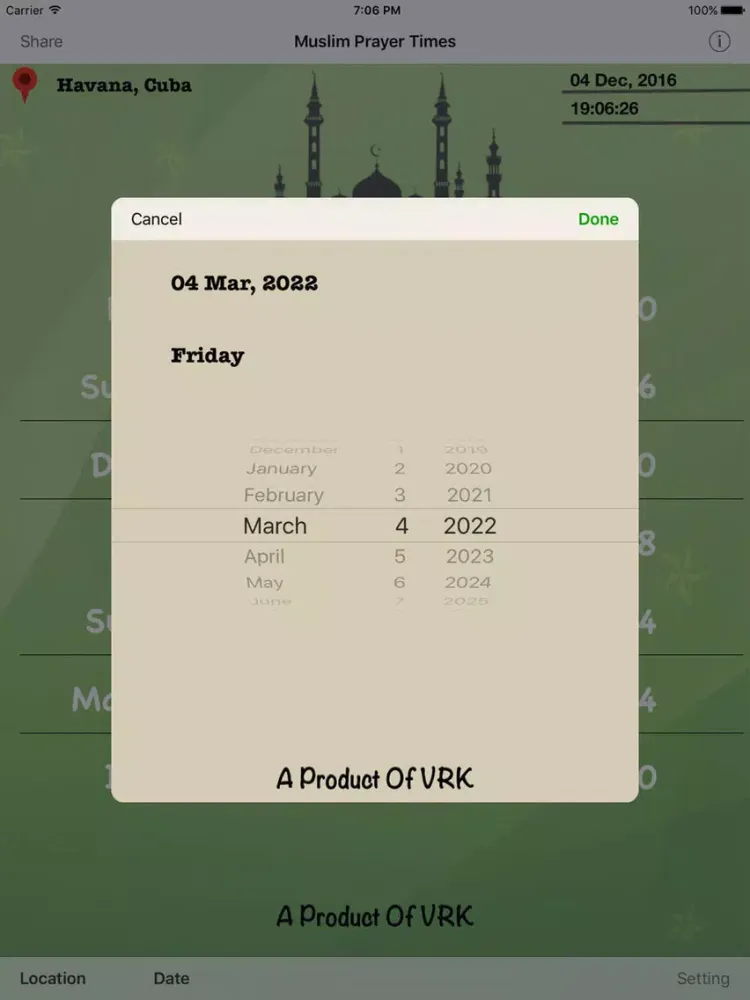 Ảnh chụp màn hình của Muslim Prayer Times iPad 