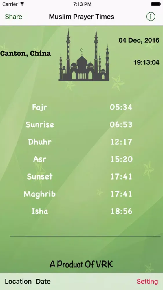 Ảnh chụp màn hình của Muslim Prayer Times