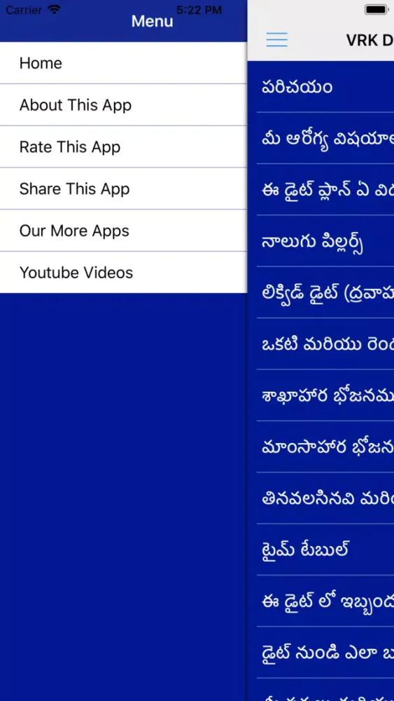 VRK Diet Plan Telugu Pro स्क्रीनशॉट
