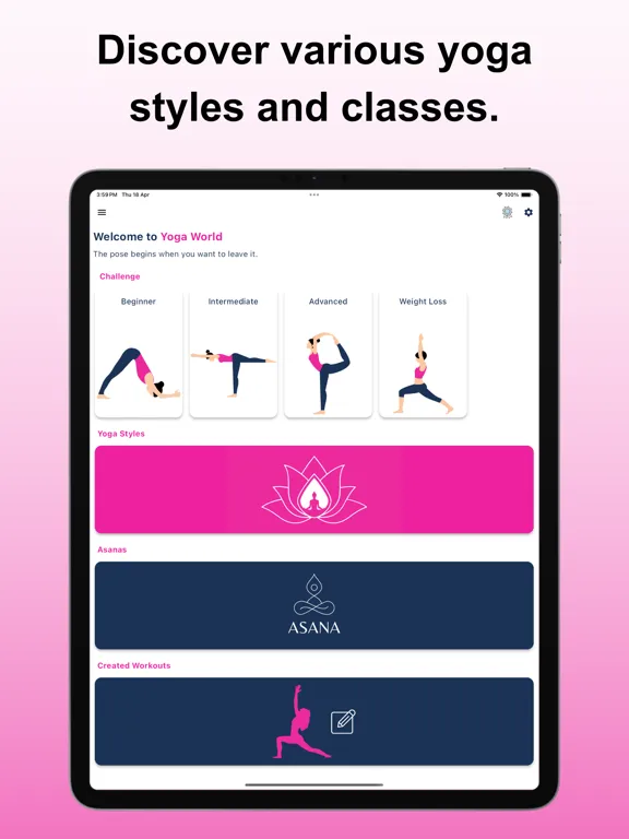 Yoga World - Daily Workouts iPad 应用截图