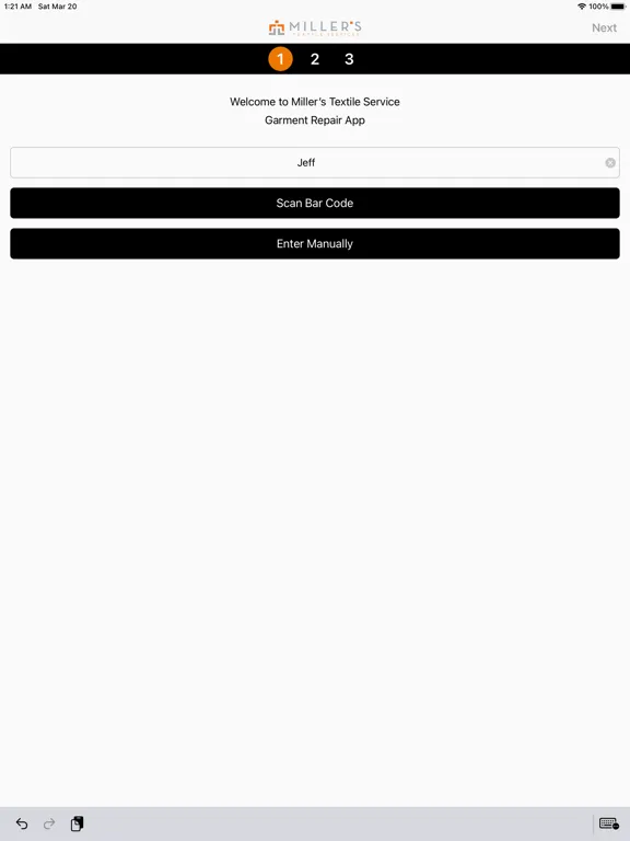 Ảnh chụp màn hình của Millers Textile Services iPad 