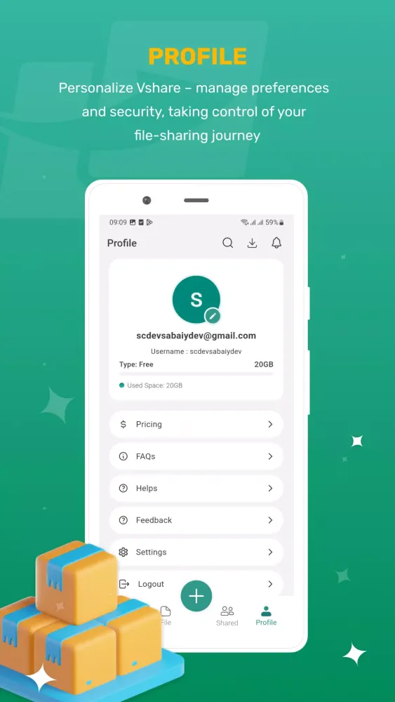 Screenshot di vShare : File transfer app