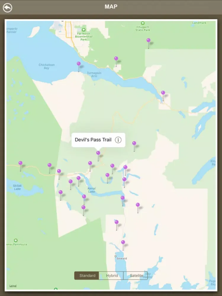 Alaska Hiking Trails iPad  Screenshots