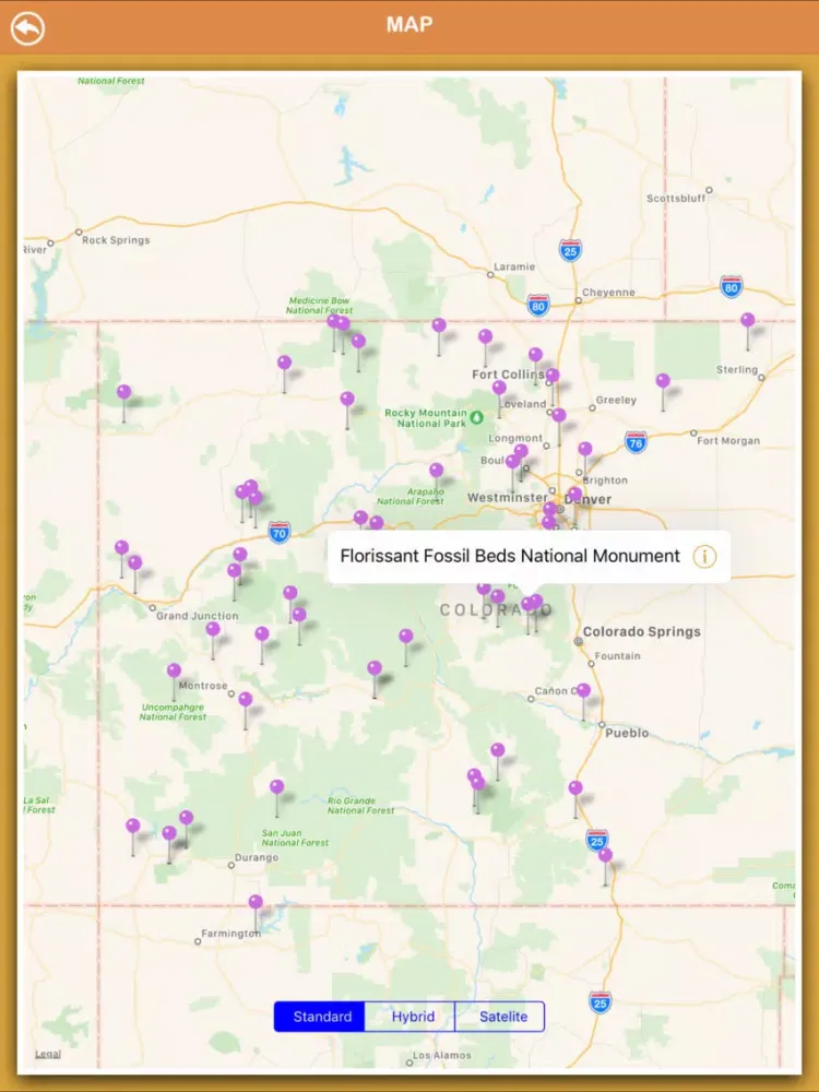 Tangkapan layar Colorado National Parks iPad 