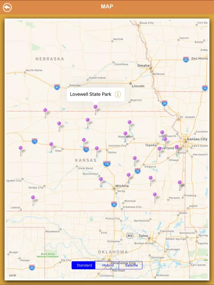 Tangkapan skrin Kansas National Parks iPad 